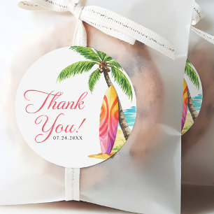 Surfbrett Sommer Strand Dankeschön Geschenk Runder Aufkleber