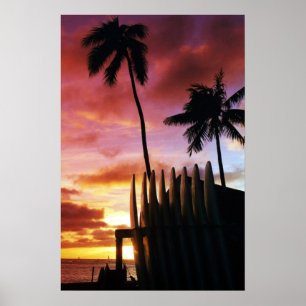 Surfbrett-Sonnenuntergang-Plakat Poster