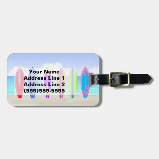 Surfbrett-Strand-Gepäckanhänger Gepäckanhänger (Vorderseite horizontal)