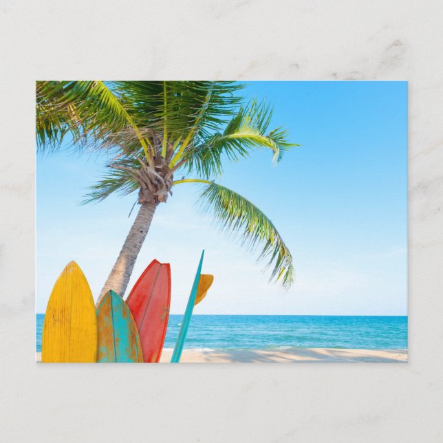 Surfbrett-Strand Postkarte (Vorderseite)