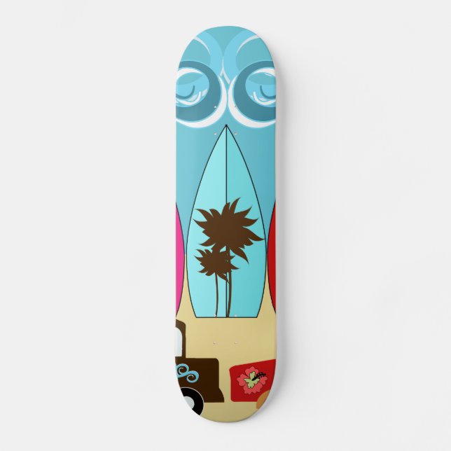 Surfbrett-Strandwertlos surfende Hippie-Packwagen Skateboard (Vorderseite)