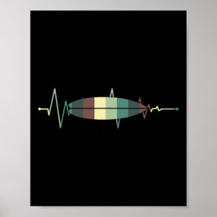 Surfbrett Surfen Surfer Surfboarder Herzschlag Ret Poster