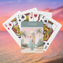 Surfbrett Tropische Insel Blumen Palme mit Namen