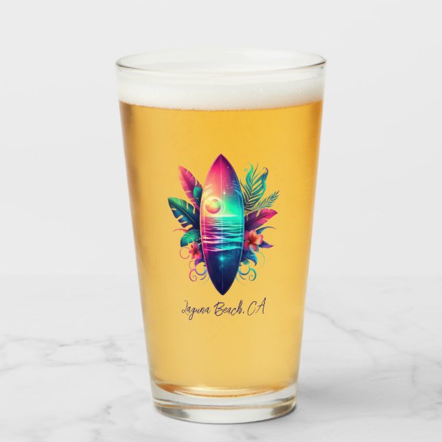 Surfbrett Tropischer Strand- Glas (Vorne (Gefüllt))