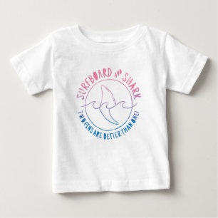 Surfbrett und Haifisch Funny Summer Beach Urlaub Baby T-shirt