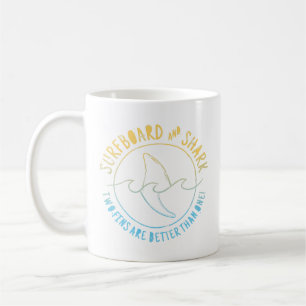 Surfbrett und Haifisch Funny Summer Beach Urlaub Kaffeetasse