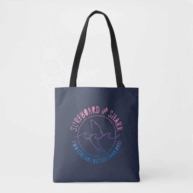 Surfbrett und Haifisch Funny Surfer Sommer Tasche (Vorderseite)