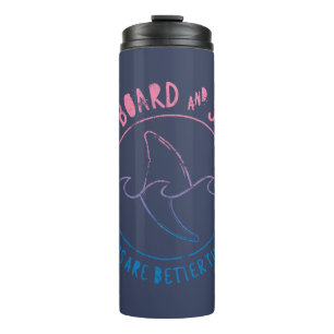 Surfbrett und Haifisch Funny Surfer Sommer Thermosbecher