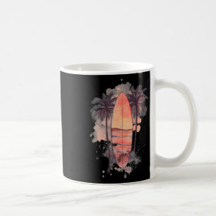 Surfbrett Wasserfarbe Surfen Strand Palmen Sur Kaffeetasse