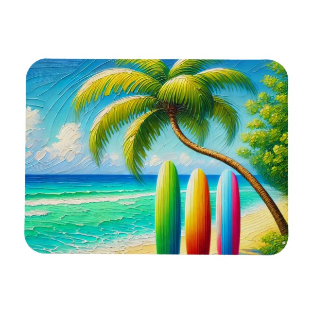 Surfbretter am Strand Magnet (Horizontal)