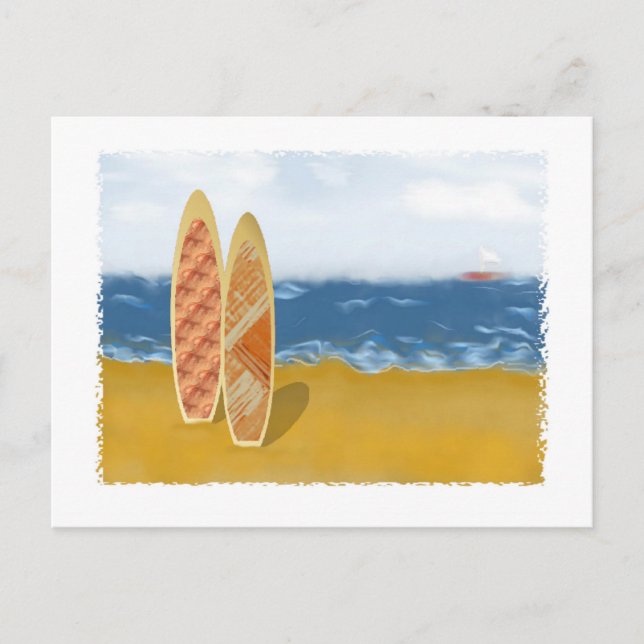 Surfbretter am Strand Postkarte (Vorderseite)