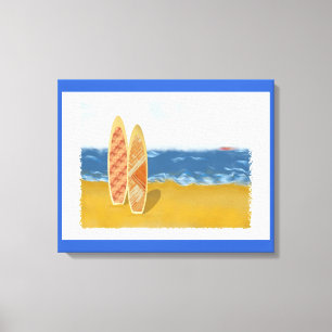 Surfbretter am Strand übersäte Canvas Art Leinwanddruck