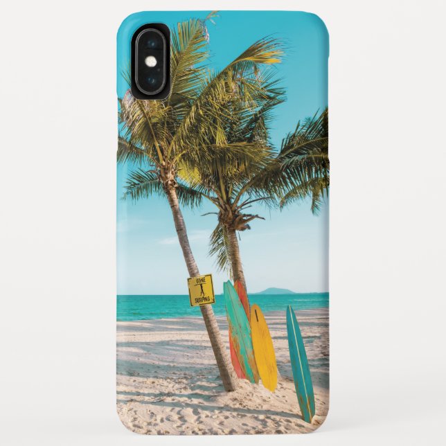 Surfbretter am Strand werfen Kissen Case-Mate iPhone Hülle (Rückseite)