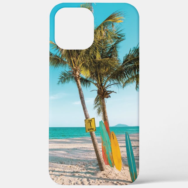 Surfbretter am Strand werfen Kissen Case-Mate iPhone Hülle (Rückseite)