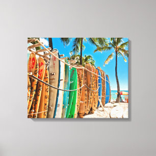 Surfbretter an Waikiki Strand, Hawaii Leinwanddruck