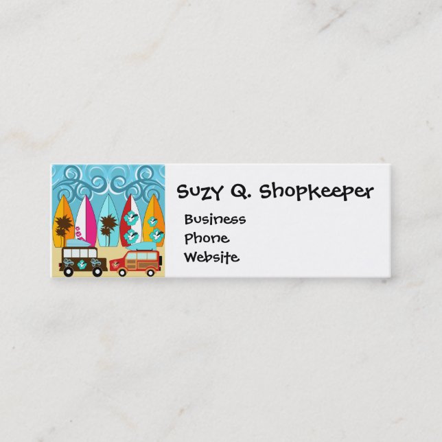 Surfbretter Beach Bum Surfing Hippie Vans Mini Visitenkarte (Vorderseite)