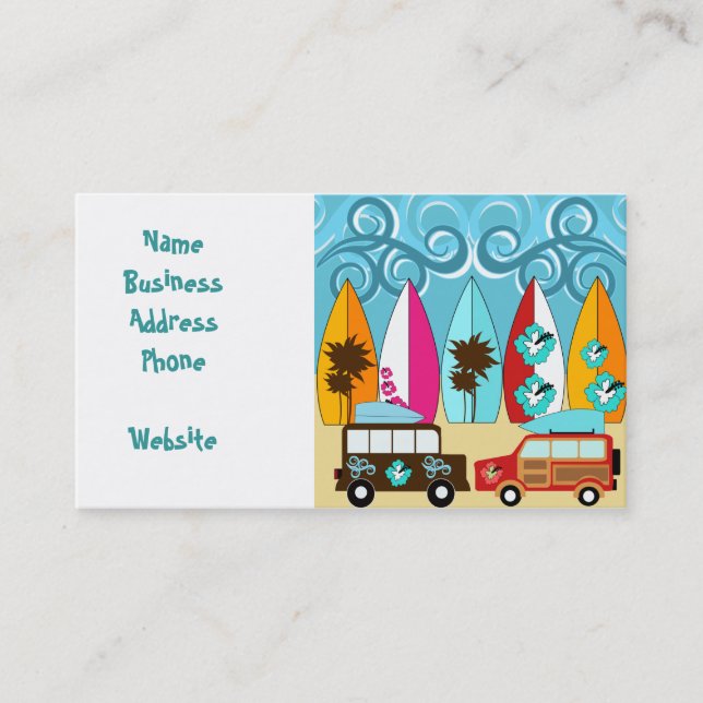 Surfbretter Beach Bum Surfing Hippie Vans Visitenkarte (Vorderseite)