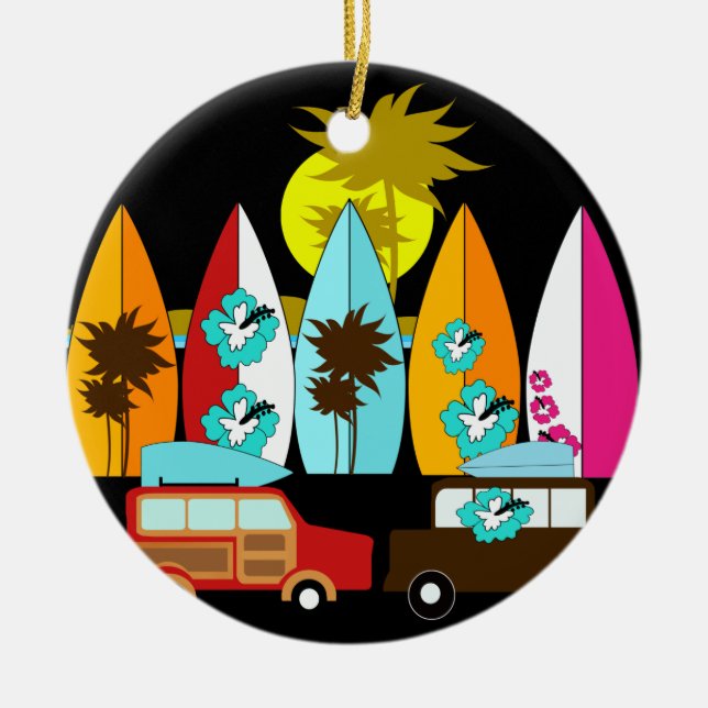 Surfbretter Beach Bum Surfing Surfer Hippie Vans Keramik Ornament (Vorne)