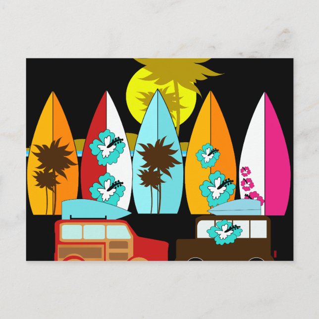 Surfbretter Beach Bum Surfing Surfer Hippie Vans Postkarte (Vorderseite)