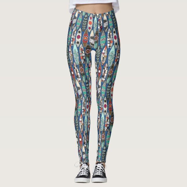 Surfbretter blau leggings (Vorderseite)