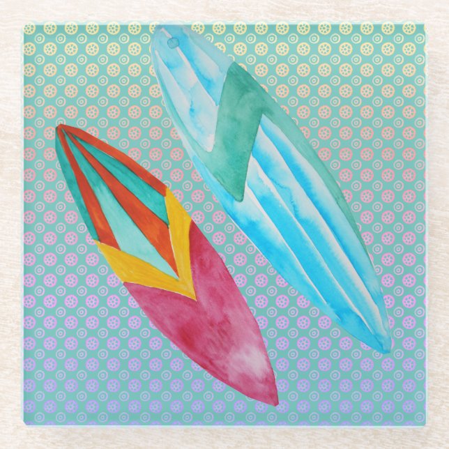 Surfbretter Glasuntersetzer (Vorderseite)