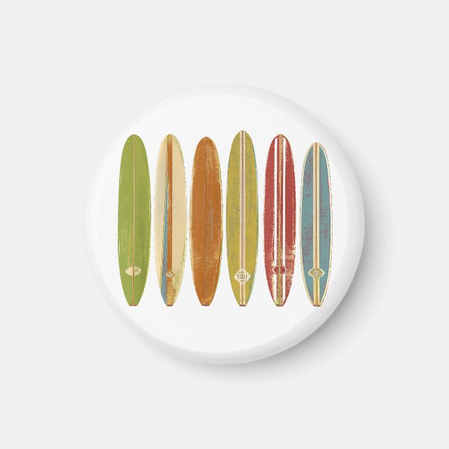 Surfbretter mit Longboard Vintag im Retro-Stil Magnet (Vorne)