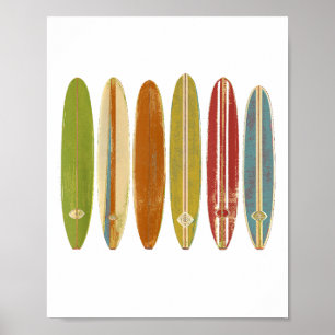 Surfbretter mit Longboard Vintag im Retro-Stil Poster