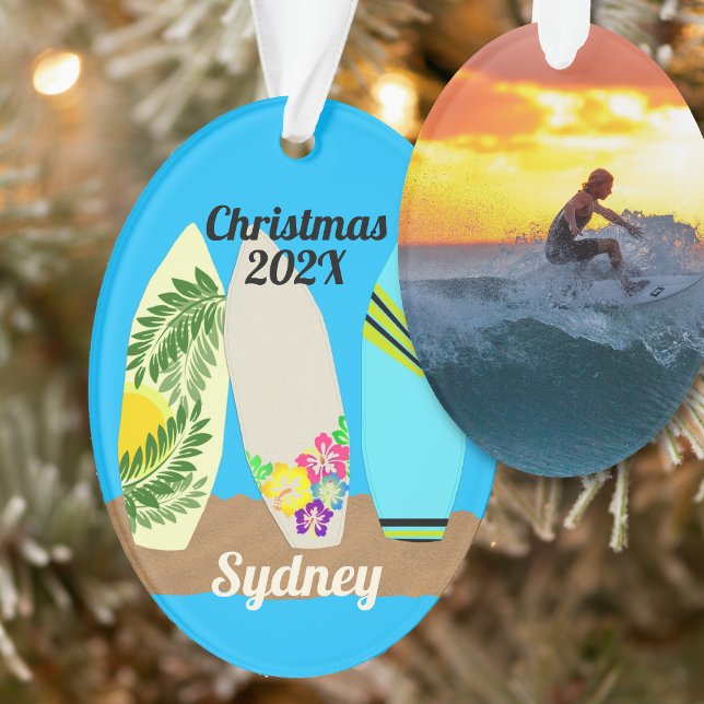Surfbretter Personalisiert Fotovorlage Weihnachten Ornament (Von Creator hochgeladen)