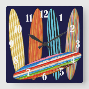 Surfbretter Quadratische Wanduhr