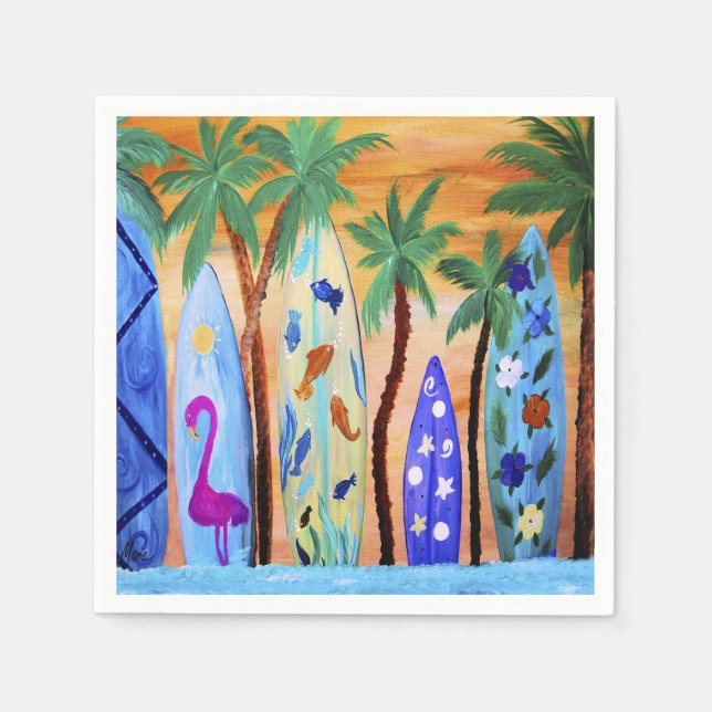 Surfbretter, Strandtafeln aus meiner Kunst Serviette (Vorderseite)