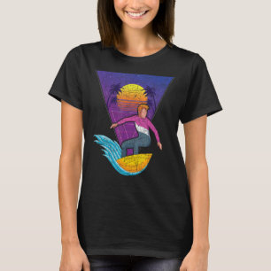 Surfbretter Surfer Tropische Palmen Bäume Vaporwa T-Shirt