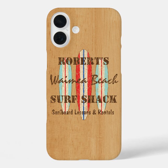 Surfbretter zeichnen Monogramm Hawaiian Surfboards iPhone 16 Plus Hülle (Rückseite)