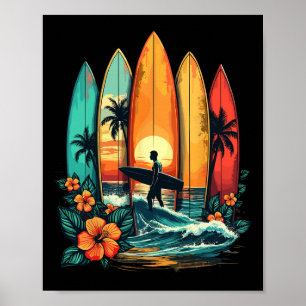 Surfbrettfahrer Hawaii Welle Surfen Strand Surfer Poster