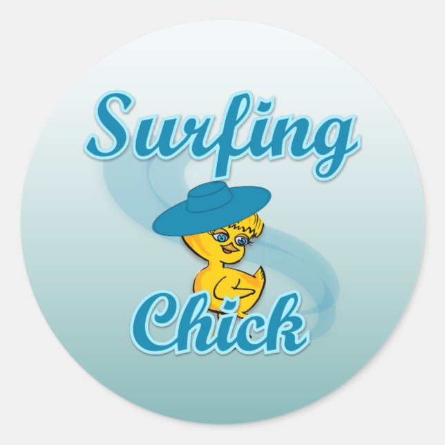 Surfchick #3 runder aufkleber (Vorderseite)