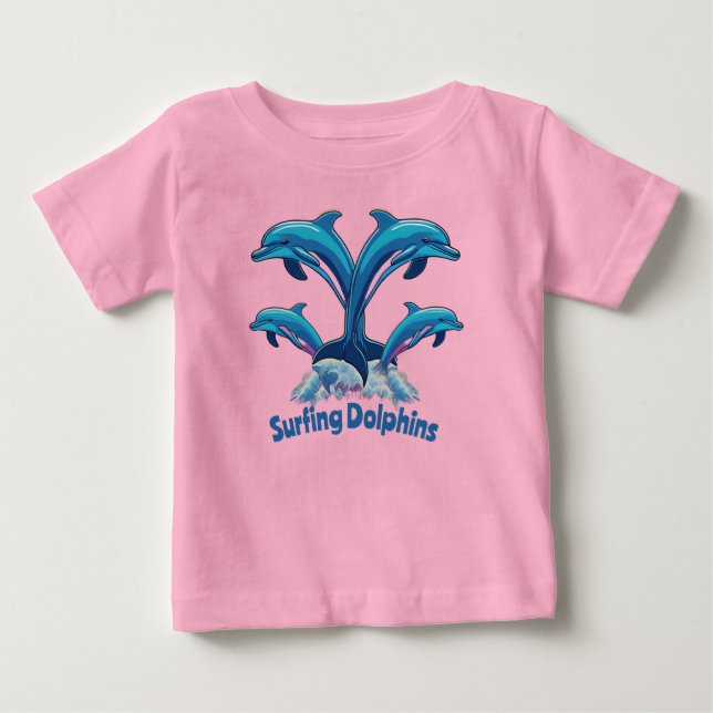 Surfdelfine Baby T-shirt (Vorderseite)