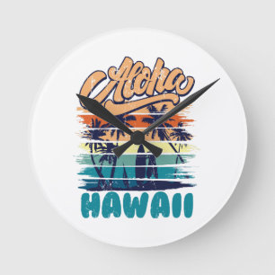 Surfen - Aloha Hawaii Runde Wanduhr