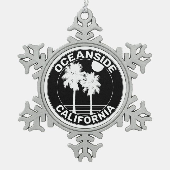 Surfen am Ozean Schneeflocken Zinn-Ornament (Vorderseite)