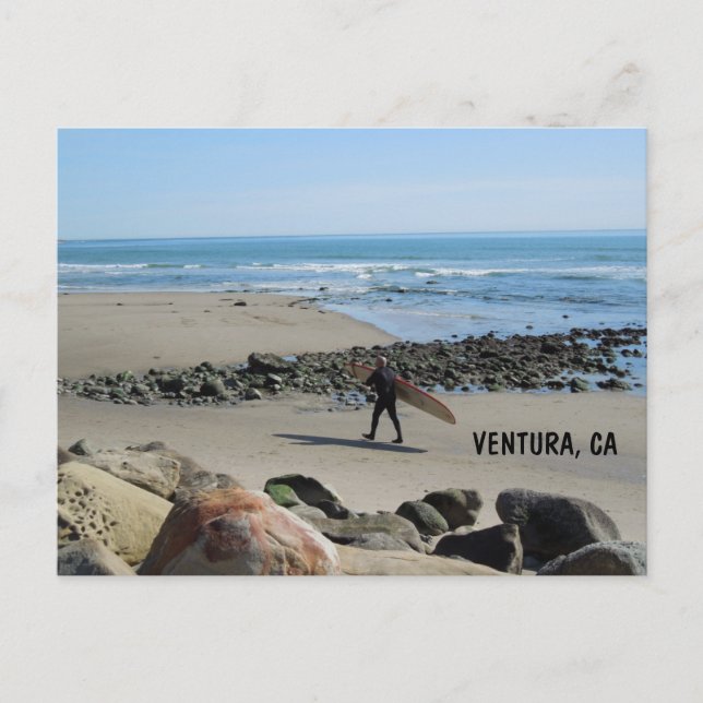 Surfen am Rincon Beach, Ventura, CA Postkarte (Vorderseite)
