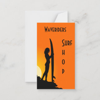 Surfen am Strand von Visitenkarte, Surfen, Surfen Hinweiskarte
