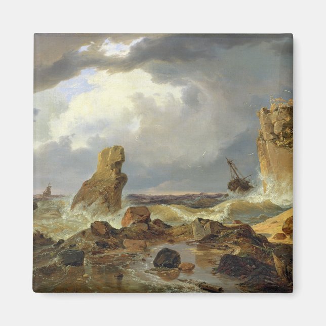 Surfen an einer Felsküste, 1835 Magnet (Vorne)