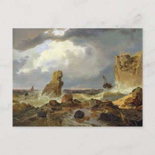 Surfen an einer Felsküste, 1835 Postkarte