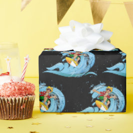 Surfen auf Blue Wave Geschenkpapier