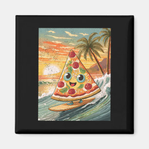 Surfen auf einer Pizza-Scheibe in tropischem Stran Magnet