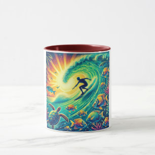 Surfen auf einer Riesenwelle Tasse