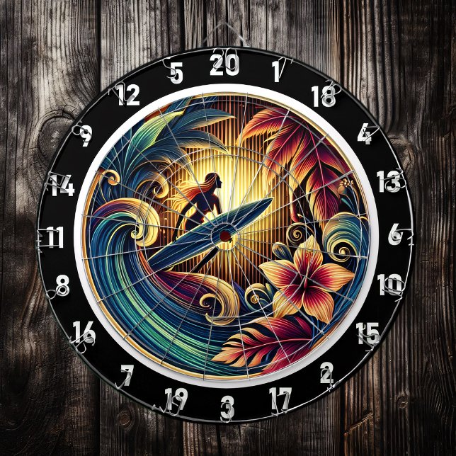 Surfen auf Wave mit Sunset Vibes Dartscheibe (Von Creator hochgeladen)