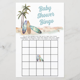 Surfen Beach Summer Baby Dusche Bingo Spiel