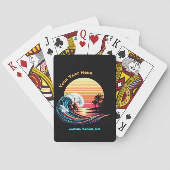 Surfen bei Sonnenuntergang Spielkarten (Rückseite)