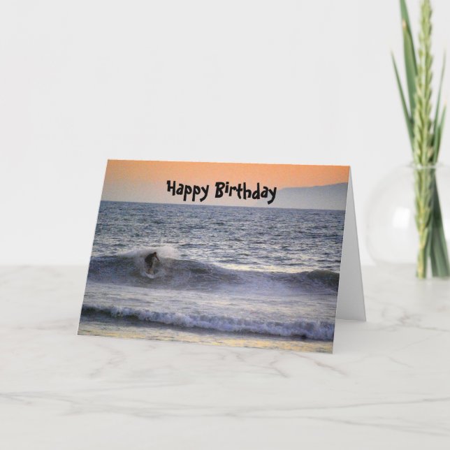 Surfen bei Sunset Happy Birthday Karte (Vorderseite)