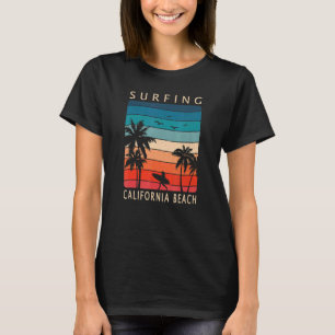 Surfen California Beach Sunset Palm Tree Surfer G T-Shirt