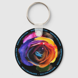 Surfen des Regenbogen-Rosen-Schlüsselanhängers Schlüsselanhänger